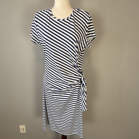 J McLaughlin Womens Elora Bangle Stripe Side Tie Sheath Dress Size XL Nautical - Picture 2 of 8